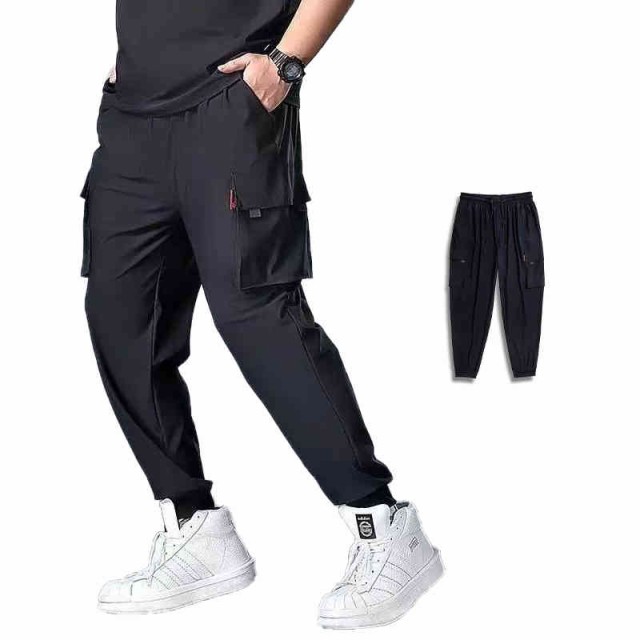 ジョガーパンツ ゆったり アイスシルク 大きいサイズ 涼しい 接触 送料無料 カーゴパンツ メンズ ロングパンツ パンツ ストレッ