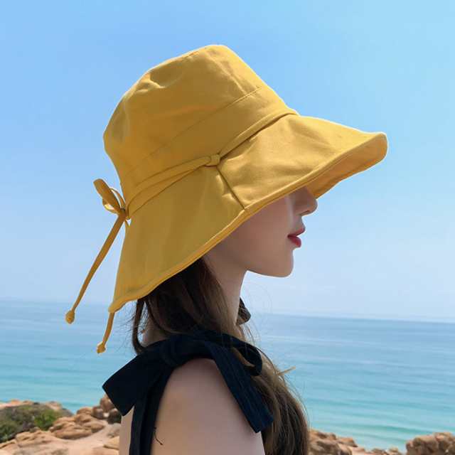 UV対策 帽子 レディース UV 紫外線カット オシャレ つば広 紐付き 日よけ 折りたたみ 飛ばない 春 夏 かわいい